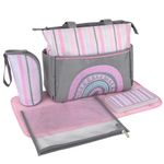 Pañalera Diseño Rayas Rosada Y Gris - Baby Essentials