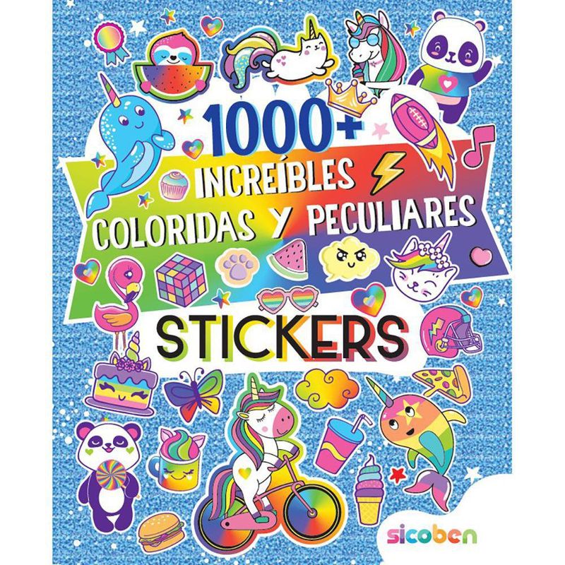 Libro Con Stickers Increíbles, Coloridas Y Peculiares Azul - Sicoben