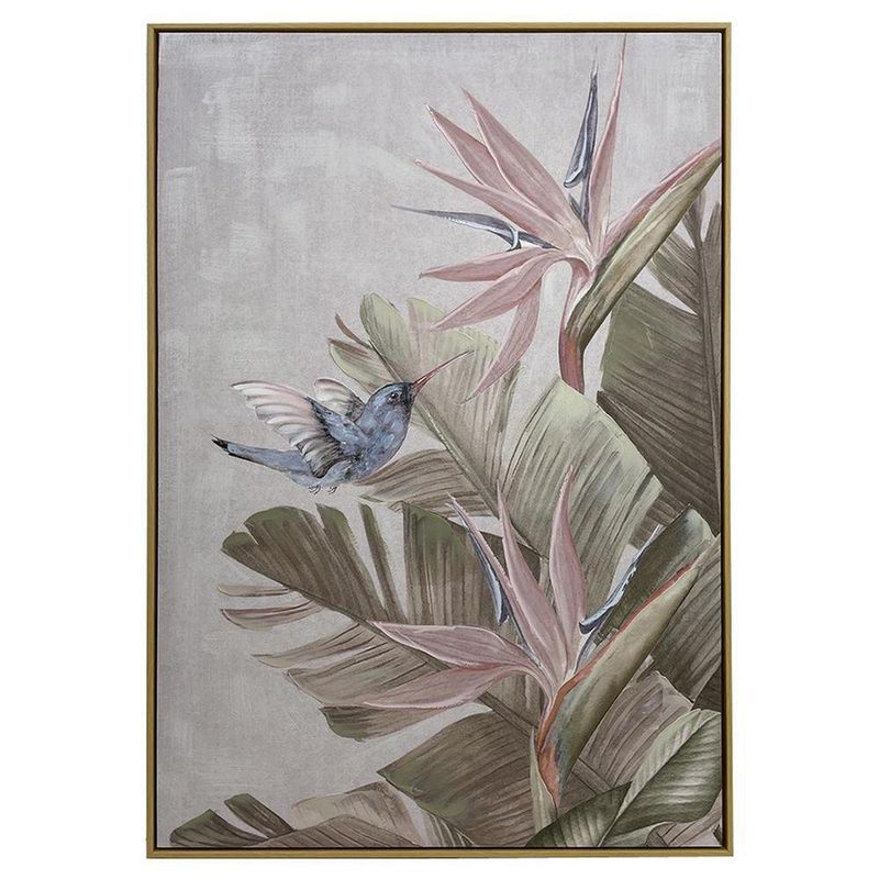 Cuadro Con Colibrí Y Flor Ave Del Paraíso 70x3.5x100 Cm- Concepts