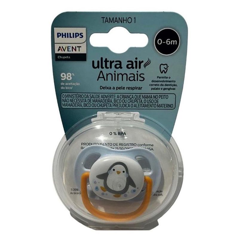 Chupete Avent Ultra Air Collection Animals Blue Penguint 6-18 Meses, Avent  Chupetes - Farmafull