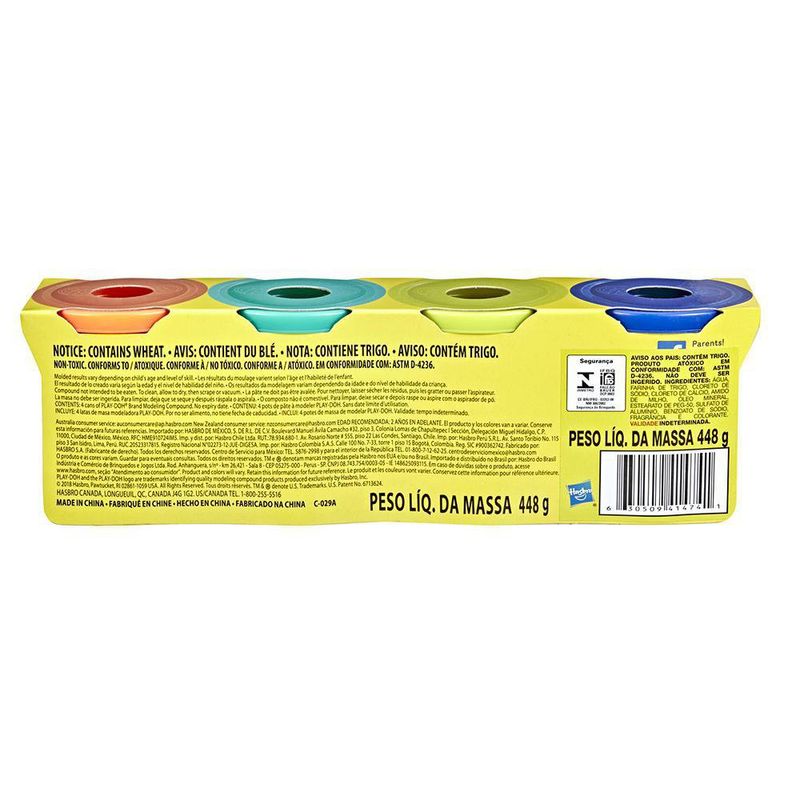 Set de Frascos con Plasticina 4 Pzas Colores Surtidos - Play Doh