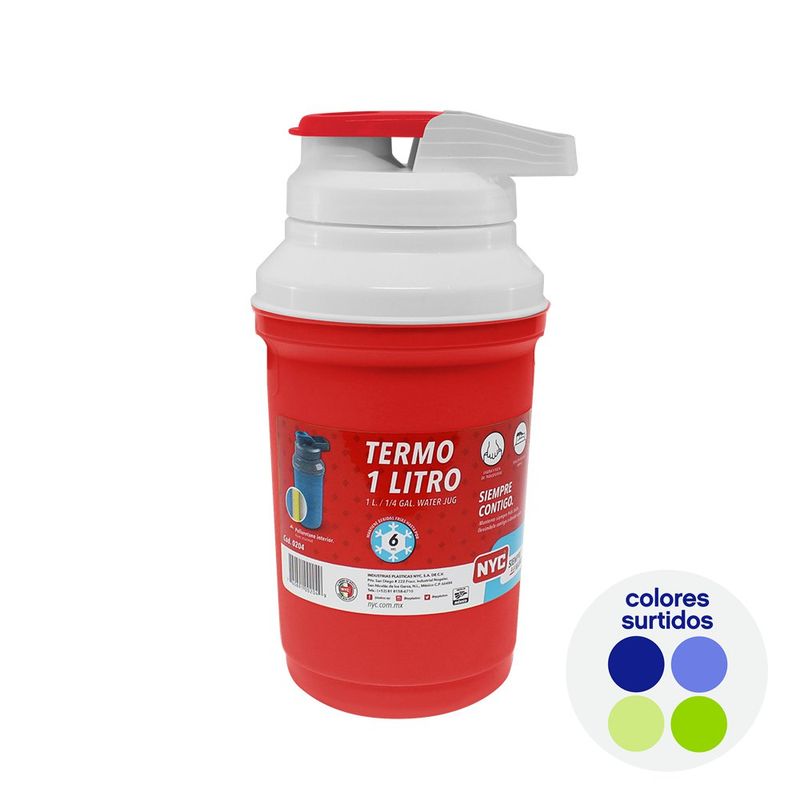 Termo Plástico de 1 L Colores Surtidos - Nyc