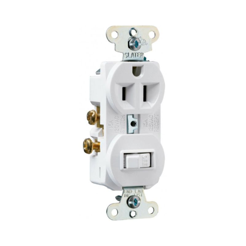 Interruptor + Tomacorriente de Empotrar 15 A Blanco 120 - 125 V - Legrand