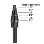 Broca Escalonada con 6 Escalones de 3/16 - 1/2 Plg - Truper