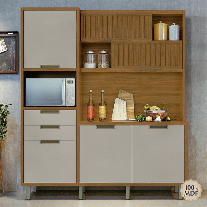 Gabinete Impera Blanco y Café 183X47X212 Cm - Livim Natural Home