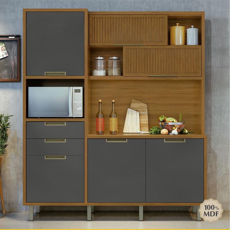 Gabinete Impera Gris y Café 183X47X212 Cm - Livim Natural Home