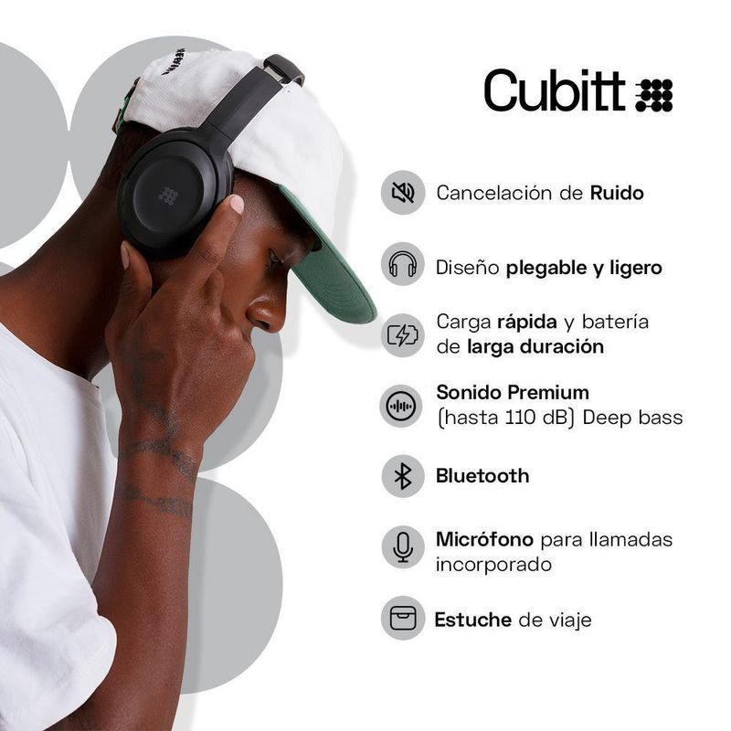 Audífonos Inalámbricos de Diadema Negro - Cubitt