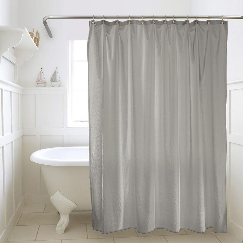 Cortina de Tela para Baño con Ganchos Gris 180X180 Cm - Viva