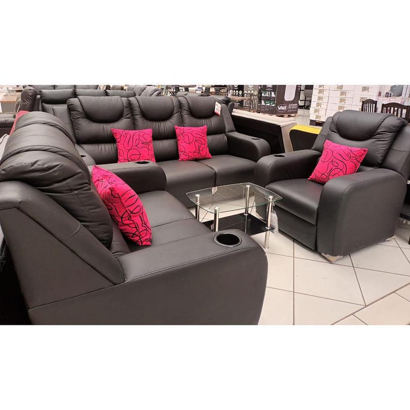 Juego de Sala de 3+2+1 Color Negro - Premium