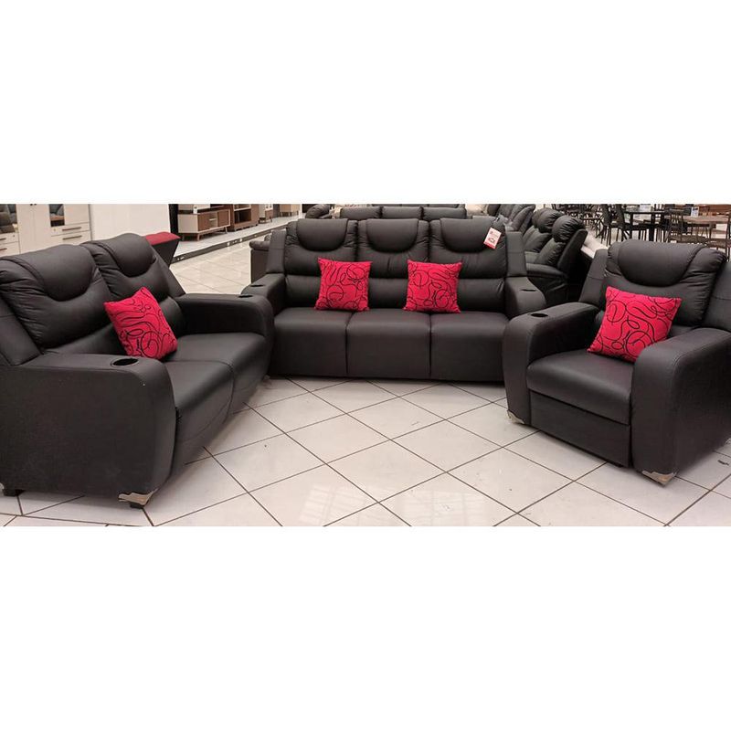 Juego de Sala de 3+2+1 Color Negro - Premium