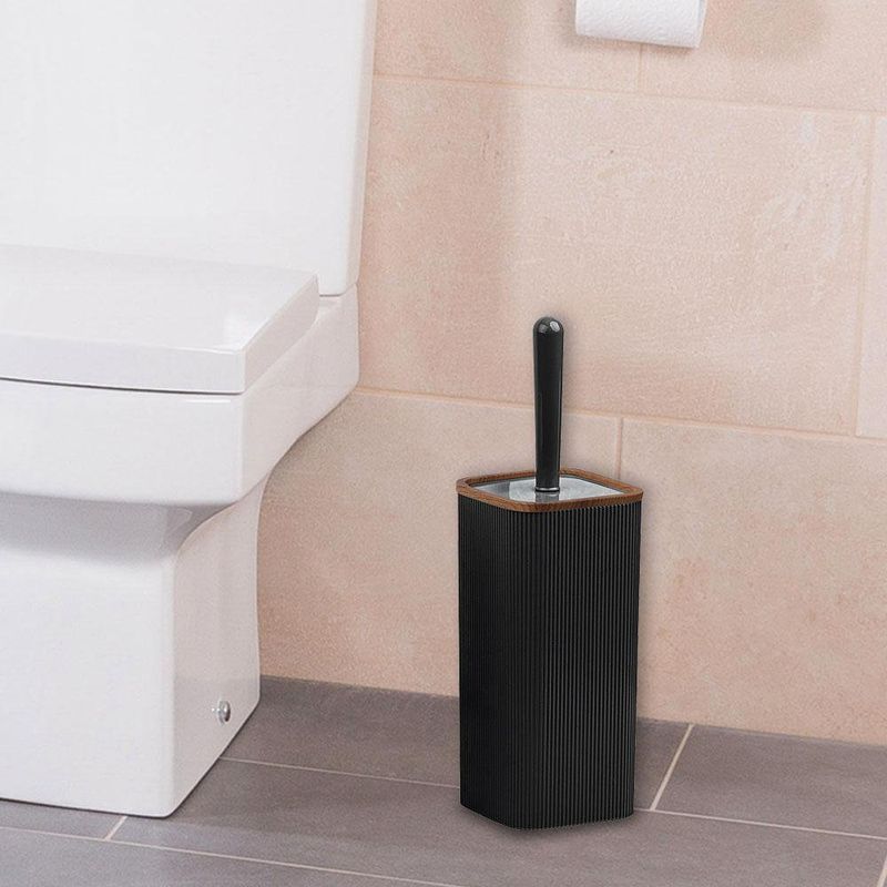 Cepillo Para Baño Cuadrado Negro Madera - Viva