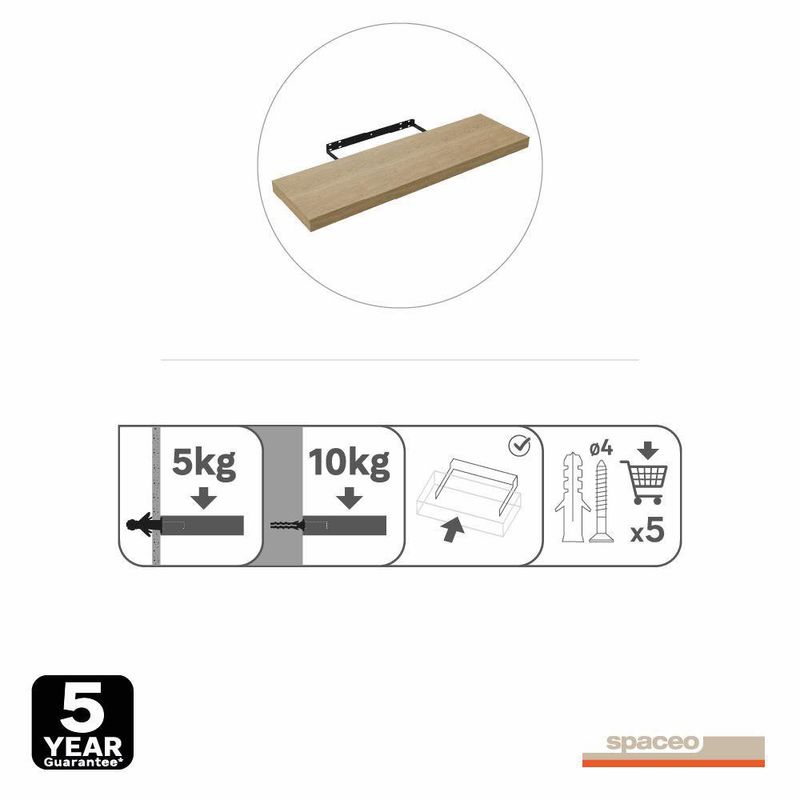 Repisa de Mdf Café 80X23.5X3.8 Cm - Spaceo