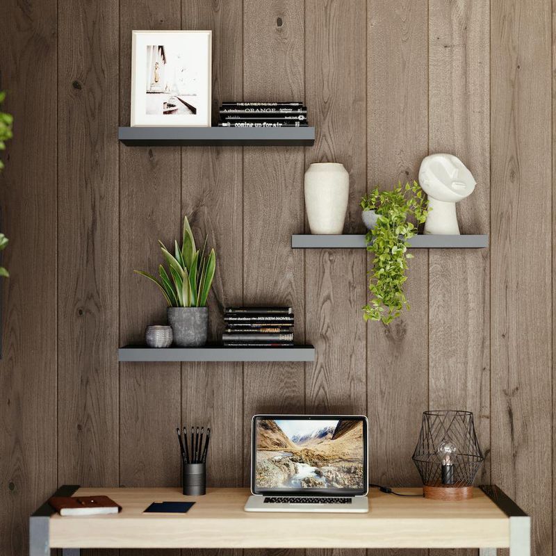 Repisa de Mdf Negra 60X23.5X3.8 Cm - Spaceo