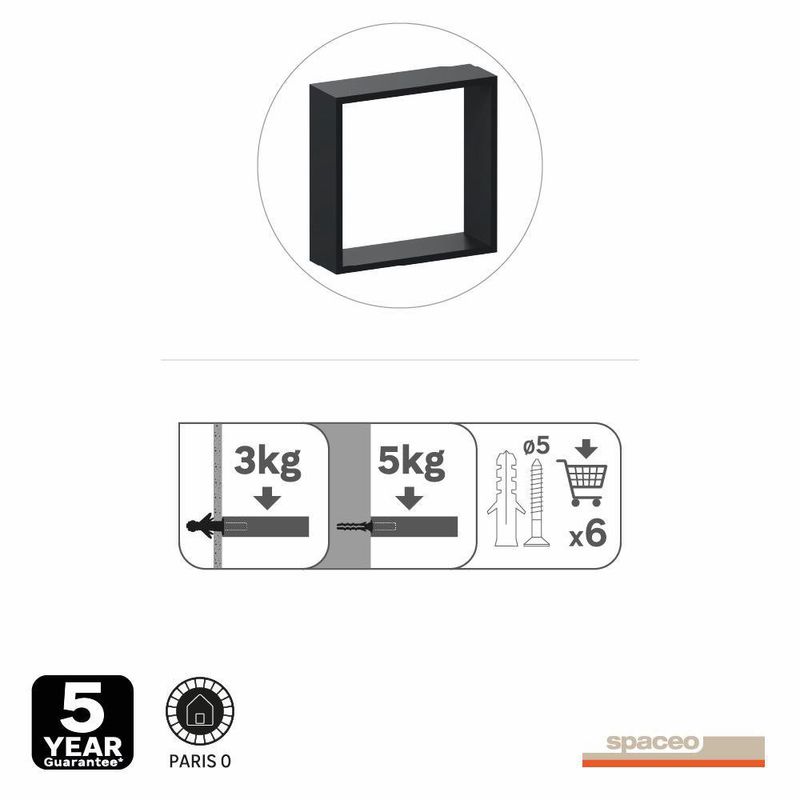 Cubo de Mdf Negro - Spaceo