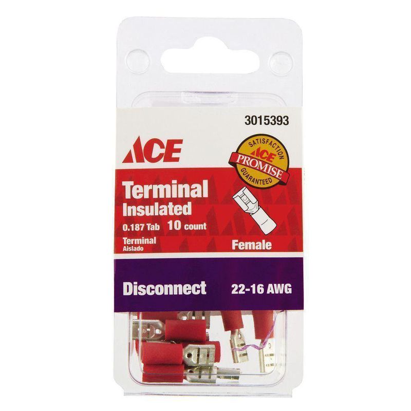 Bornes Annulaires à Sertir Isolées - Lot De 100 - Rouge, Pour Fils 16-22 AWG - Compatible Vis #8