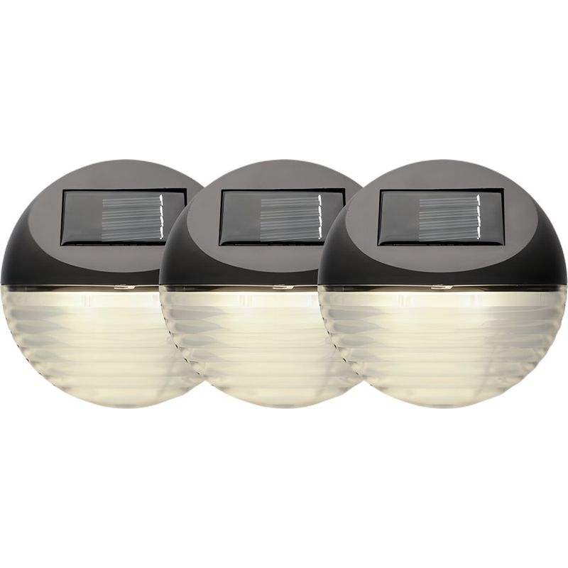 Set de 3 Lámparas LED Solares Redondas para Pisos y Gradas - Zlumini