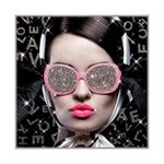 Cuadro Mujer con Lentes Brillantes 80X80 Cm con Marco