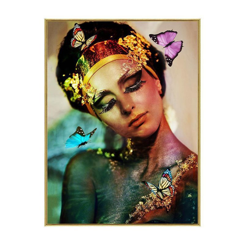 Cuadro Decorativo Mujer con Mariposas 60X80 Cm con Marco
