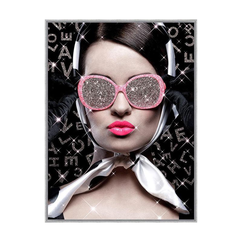 Cuadro Mujer con Lentes Brillantes 60X80 Cm con Marco