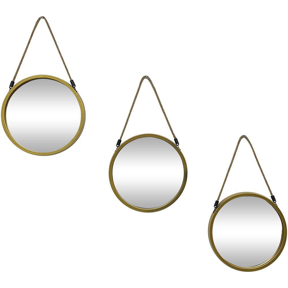 Conjunto De 3 Espejos Metálicos Redondos: Agrega Estilo Y Elegancia A
