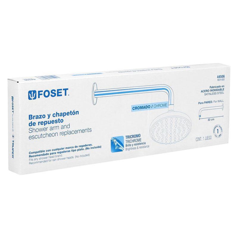Brazo para Cabeza de Ducha de Acero Inoxidable 12 Plg - Foset
