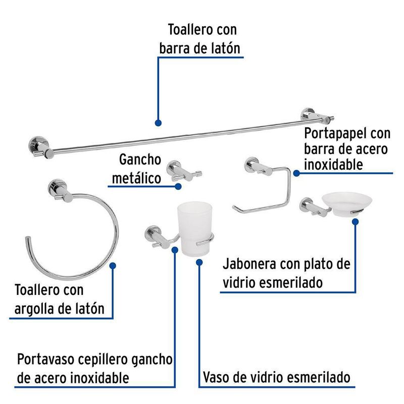 Set de 6 Accesorios para Baño Element -  Foset