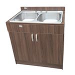 Mueble de Cocina con Lavatrastos Doble Fosa Nogal Paramo