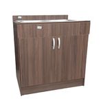 Mueble de Cocina con Lavatrastos Doble Fosa Nogal Paramo
