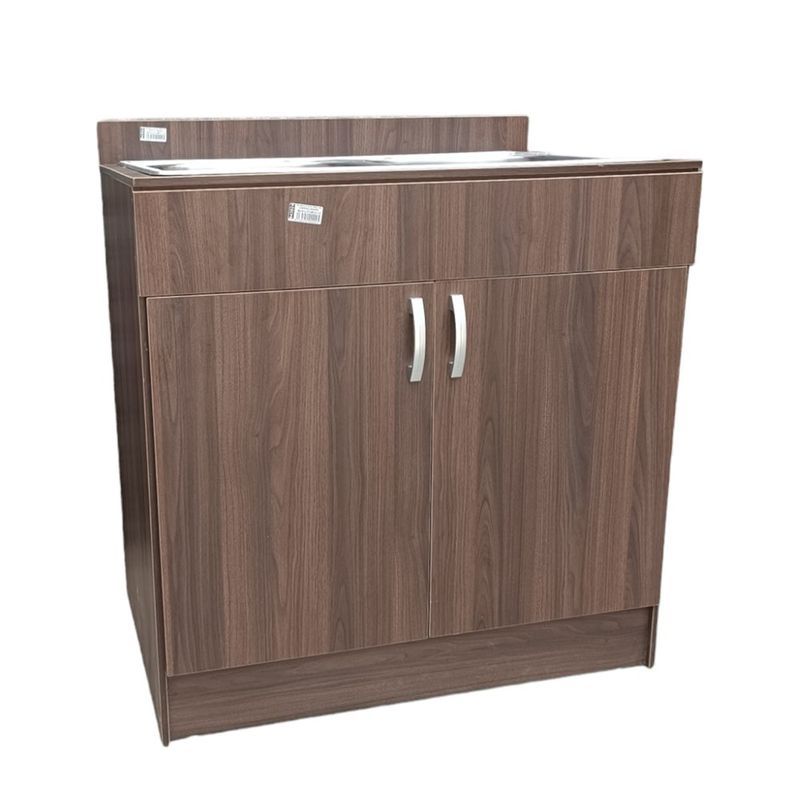 Mueble de Cocina con Lavatrastos Doble Fosa Nogal Paramo