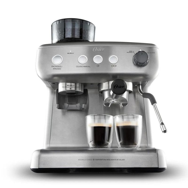 Cafetera Espresso con Molino Plateada de 12 Tzas - Oster