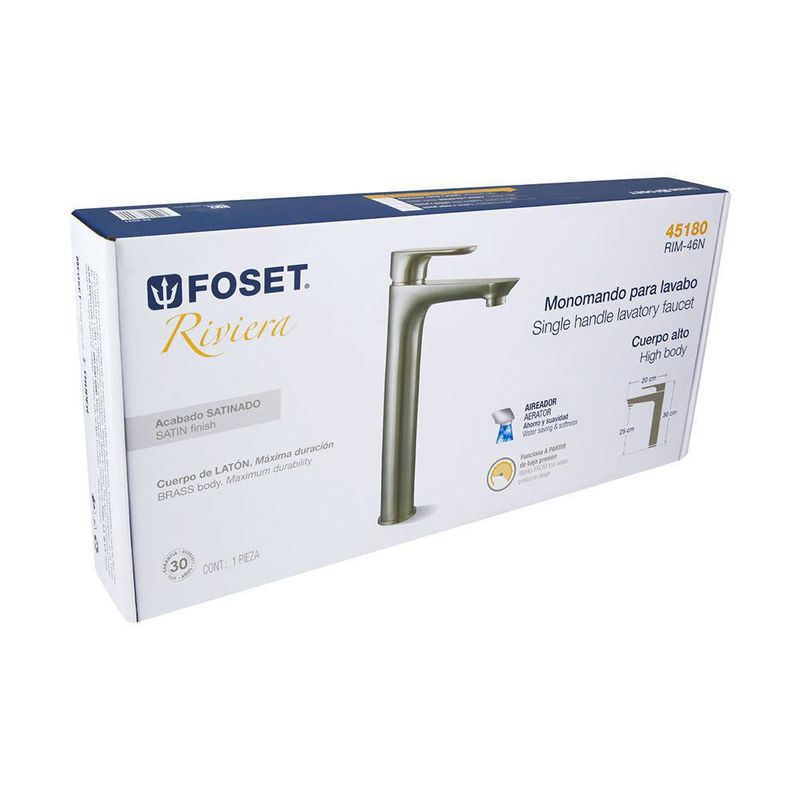 Monomando para Lavamanos Cuello Alto Riviera - Foset