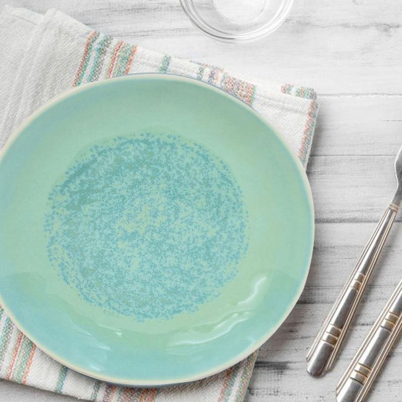 Plato Cena Otago Celeste Y Verde 11 Plg - Niu Haus