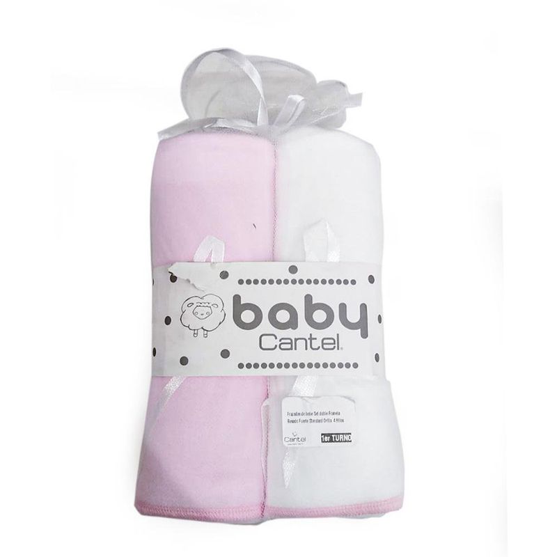 Set de Frazadas de Franela Rosado y Blanco 2 Pzas - Cantel Bebe