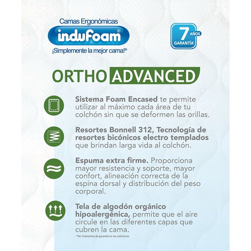Set De Cama + Base Ortho Advanced Hipoalergénico - Indufoam Varios Tamaños