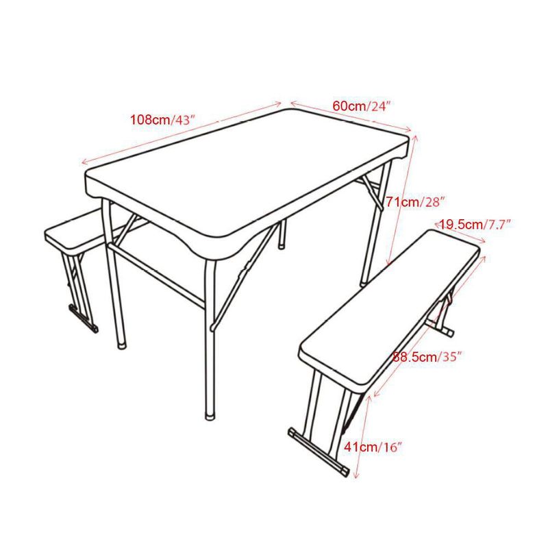 Set De Mesa Y Bancas Plegables Gris 3 Pzas - Zmobili [p]