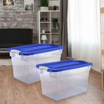 Set de 2 Cajas Plásticas 23L con Tapadera Azul