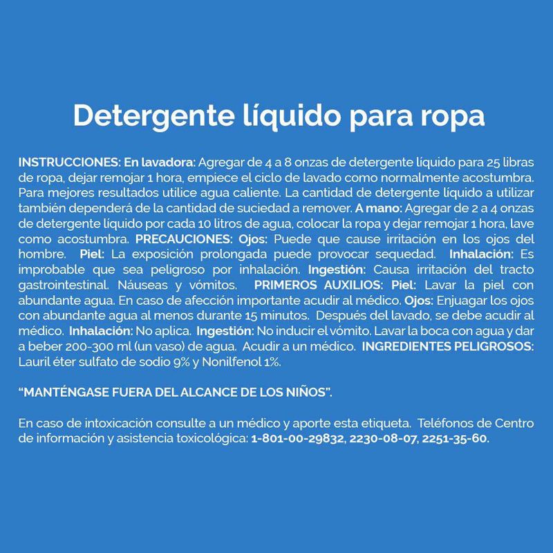 Detergente Líquido Para Ropa 8 Galones