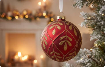 Decoración para árbol de Navidad con esferas y adornos para ambientes festivos.