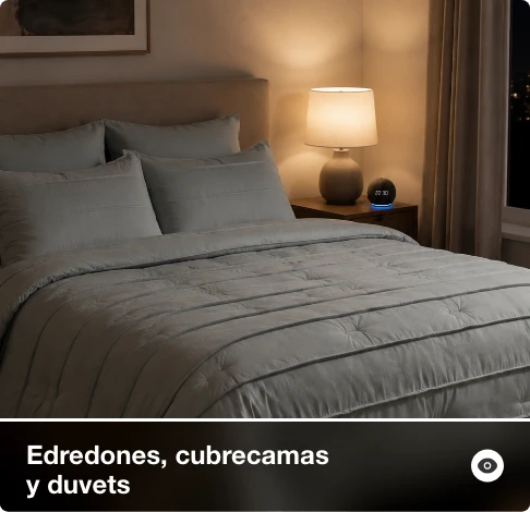 Edredones, cubrecamas y duvets para complementar la cama y crear un dormitorio acogedor.