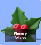 Flores y follajes navideños para complementar árboles, arreglos y decoración del hogar.