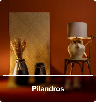 Decoración Pilandros con lámparas, jarrones y accesorios artesanales para el hogar.
