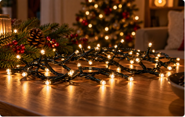 Luces navideñas para decorar árboles, interiores y espacios del hogar en Navidad.