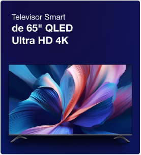 Televisor Smart de 65 pulgadas con pantalla QLED Ultra HD 4K para entretenimiento en el hogar.