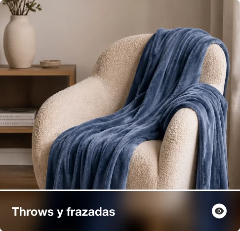 Throws y frazadas para complementar la cama o sillón y aportar comodidad a tus espacios.