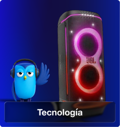 Tecnología con bocinas JBL y dispositivos electrónicos para disfrutar música y entretenimiento en casa.