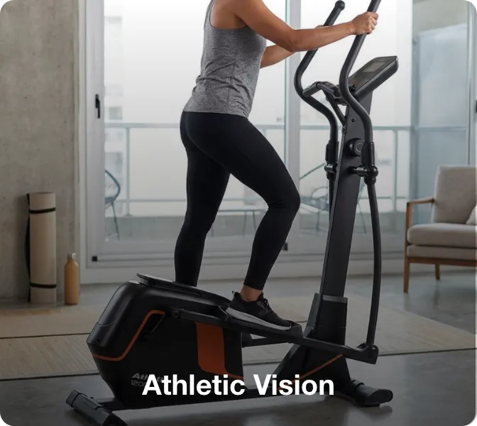 Elíptica Athletic Vision para entrenar en casa y complementar tu rutina de ejercicio cardiovascular.